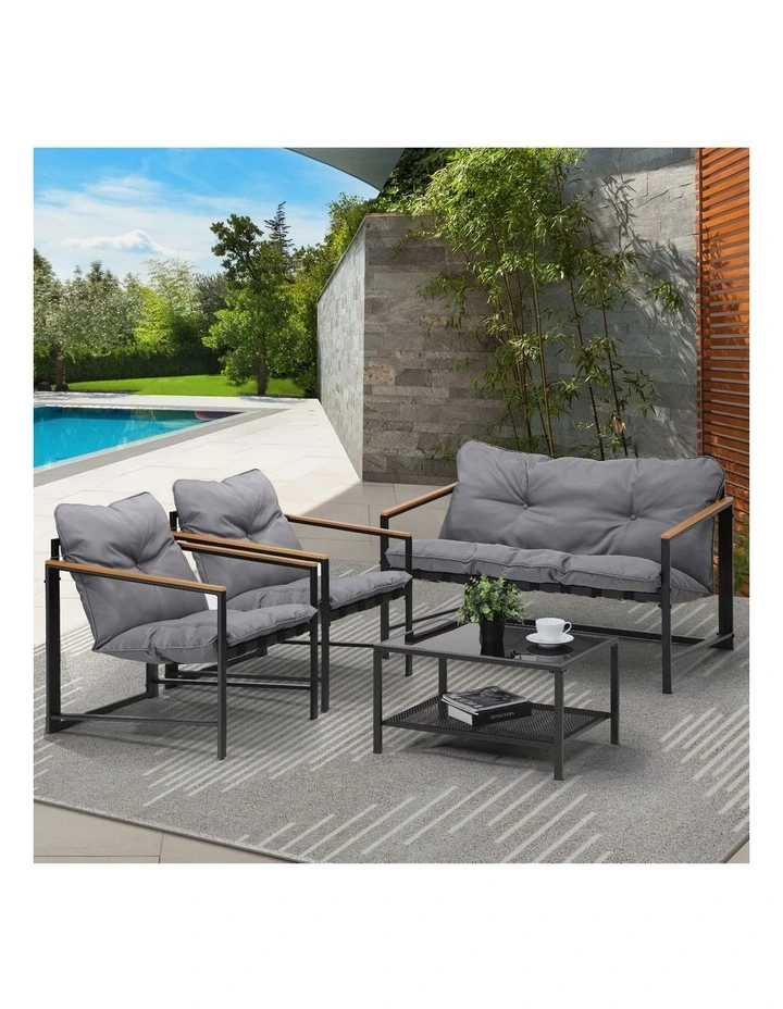 Livsip 4 Seater Outdoor Lounge Sofa Furniture Setting Garden Patio Chairs Table image 4