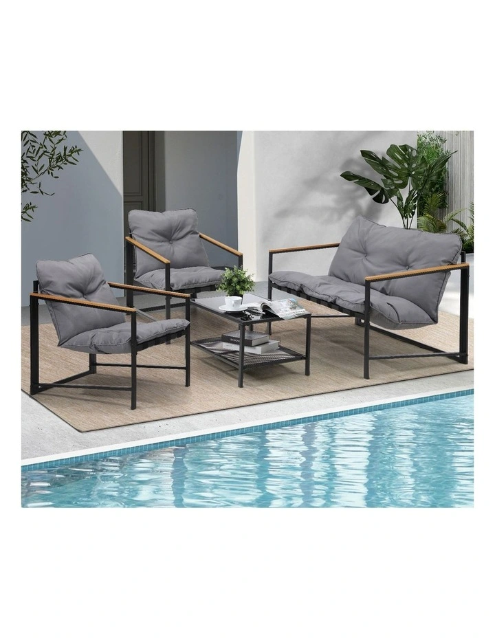 Livsip 4 Seater Outdoor Lounge Sofa Furniture Setting Garden Patio Chairs Table image 5