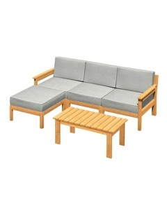 Livsip Outdoor Sofa Set 4 Seater Wooden Table Chairs Garden Lounge Setting