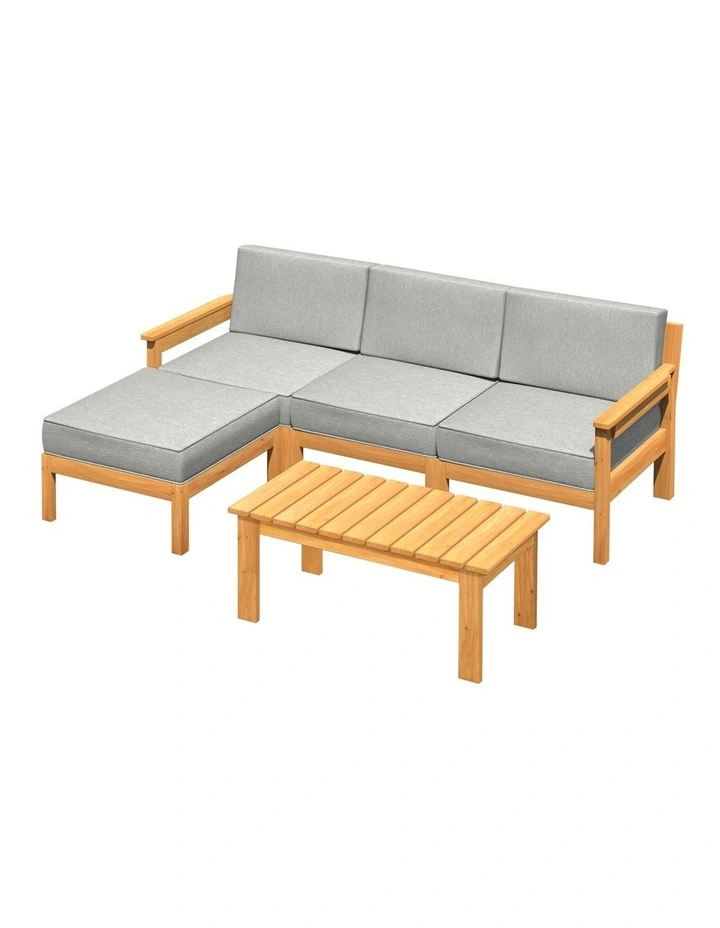 Livsip Outdoor Sofa Set 4 Seater Wooden Table Chairs Garden Lounge Setting image 1