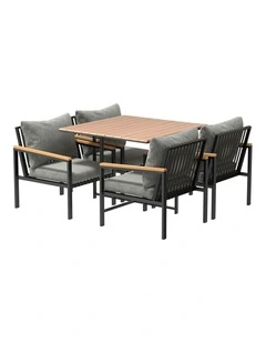 Livsip Outdoor Dining Set Table & Chairs 5PCS Patio Furniture Lounge Setting