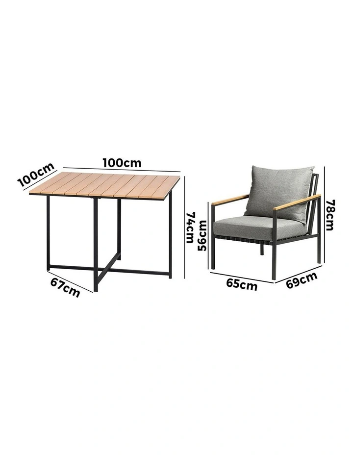 Livsip Outdoor Dining Set Table & Chairs 5PCS Patio Furniture Lounge Setting image 3