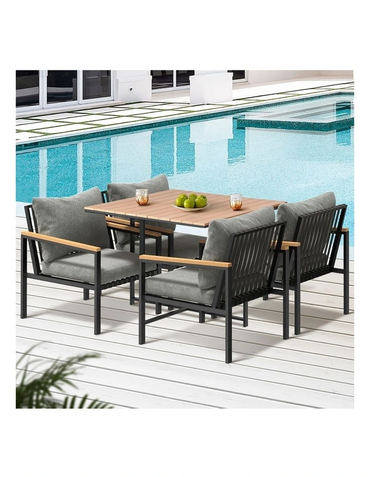 Livsip Outdoor Dining Set Table & Chairs 5PCS Patio Furniture Lounge Setting image 5