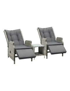 Livsip Outdoor Recliners Sun Lounger & Table Outdoor Patio Furniture Set of 3