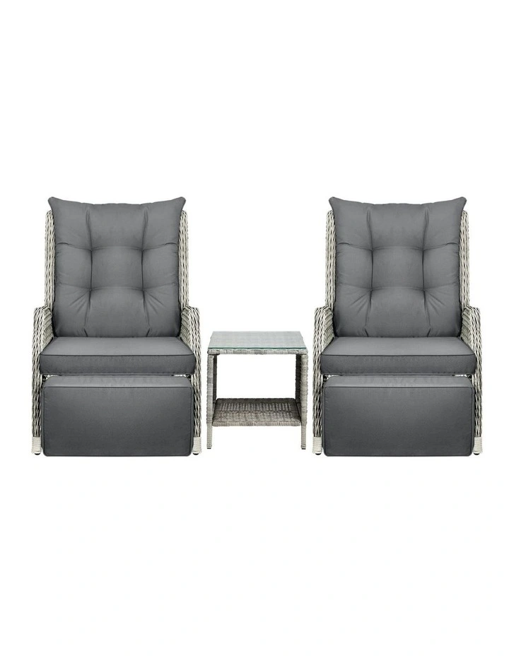 Livsip Outdoor Recliners Sun Lounger & Table Outdoor Patio Furniture Set of 3 image 2