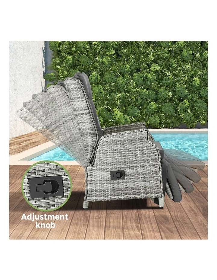 Livsip Outdoor Recliners Sun Lounger & Table Outdoor Patio Furniture Set of 3 image 7