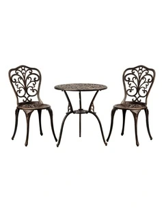 Livsip Bistro Furniture Setting 3 Piece Chairs Table Patio Indoor/Outdoor Set