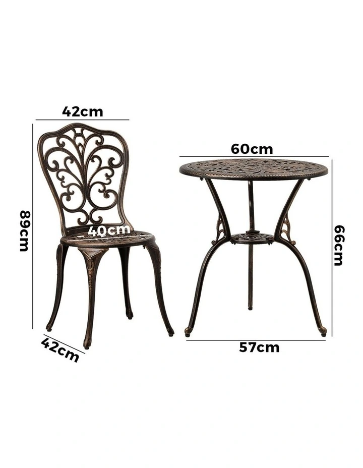 Livsip Bistro Furniture Setting 3 Piece Chairs Table Patio Indoor/Outdoor Set image 3
