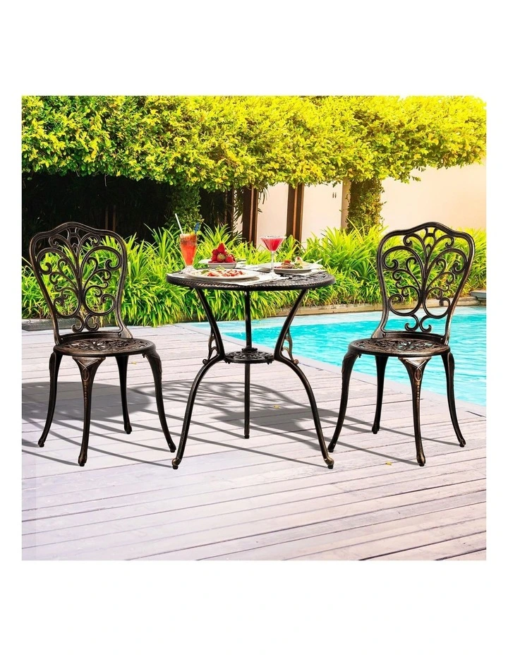 Livsip Bistro Furniture Setting 3 Piece Chairs Table Patio Indoor/Outdoor Set image 4