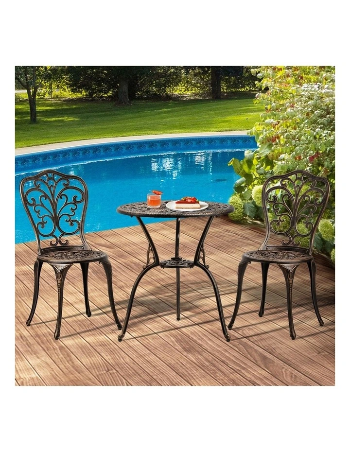 Livsip Bistro Furniture Setting 3 Piece Chairs Table Patio Indoor/Outdoor Set image 5