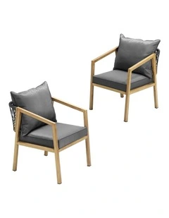 Livsip 2PCS Outdoor Furniture Chairs Garden Patio Lounge Set Steel Frame Natural