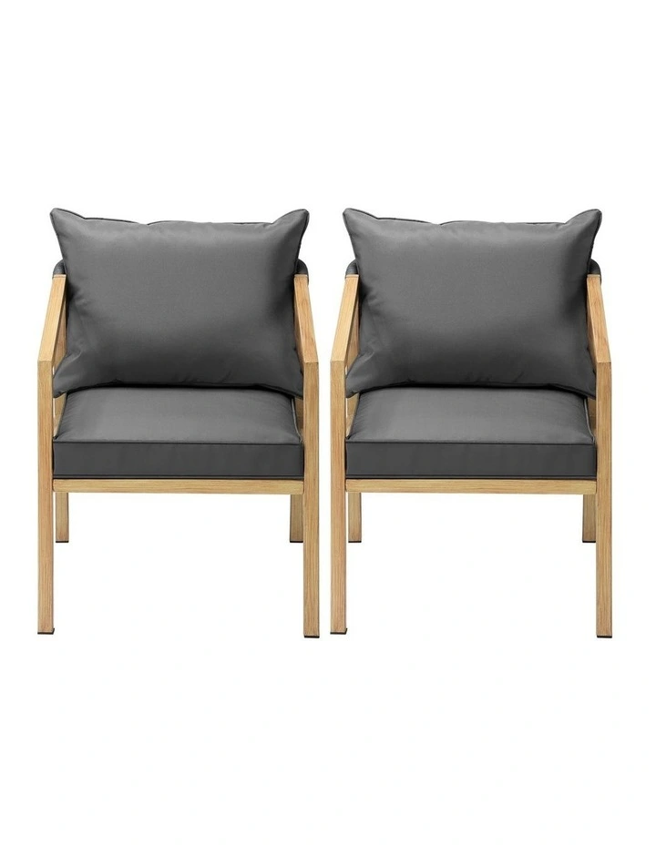 Livsip 2PCS Outdoor Furniture Chairs Garden Patio Lounge Set Steel Frame Natural image 2