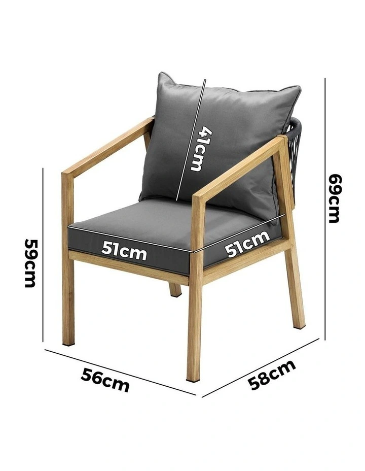 Livsip 2PCS Outdoor Furniture Chairs Garden Patio Lounge Set Steel Frame Natural image 3