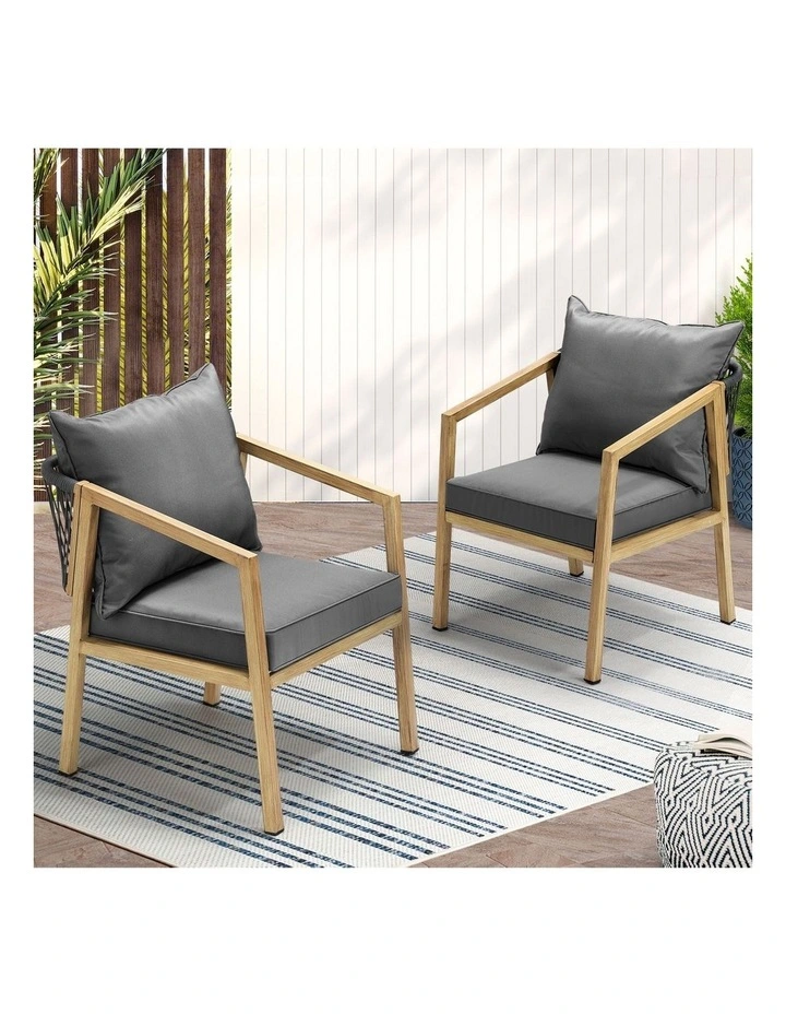 Livsip 2PCS Outdoor Furniture Chairs Garden Patio Lounge Set Steel Frame Natural image 4
