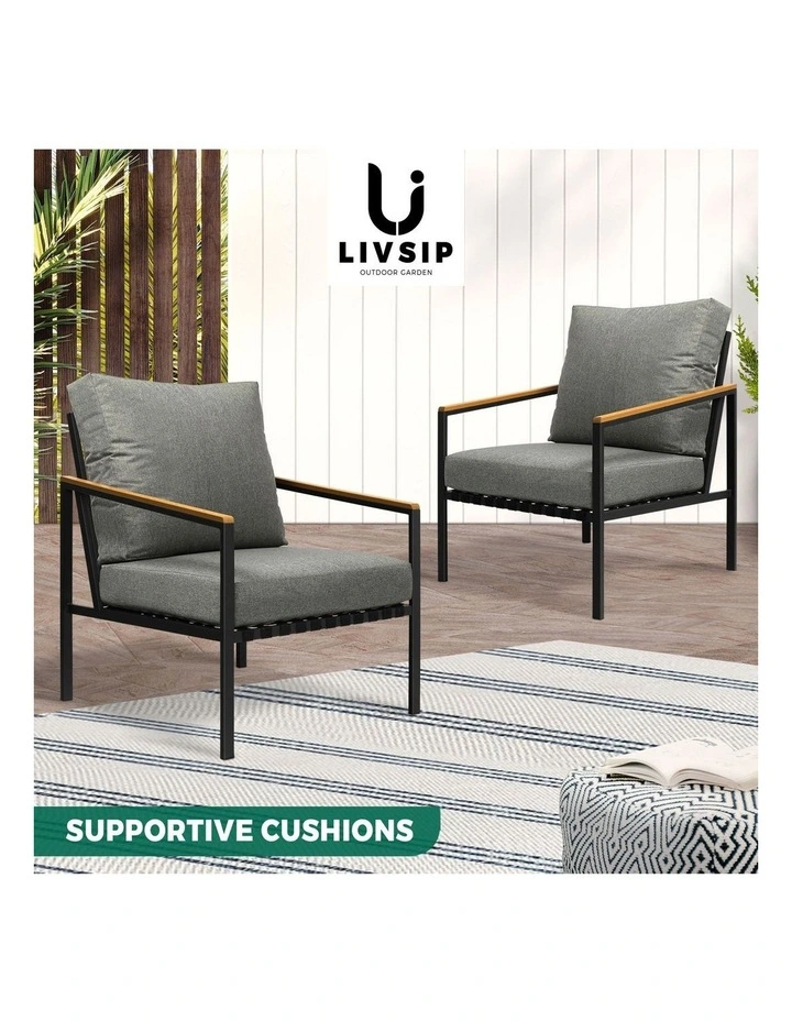 Livsip Outdoor Lounge Dining Chairs Patio Furniture Lounge Setting Set of 2 image 4