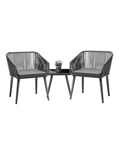Livsip Outdoor Furniture 3 Piece Lounge Setting Chairs Side Table Bistro Set Patio