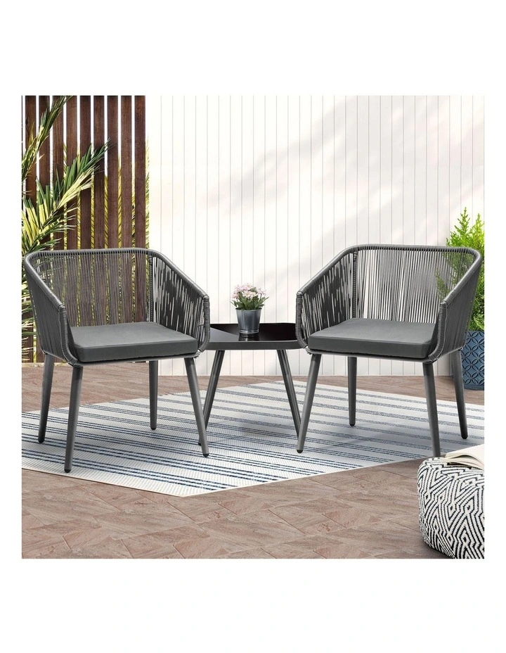 Livsip Outdoor Furniture 3 Piece Lounge Setting Chairs Side Table Bistro Set Patio image 4