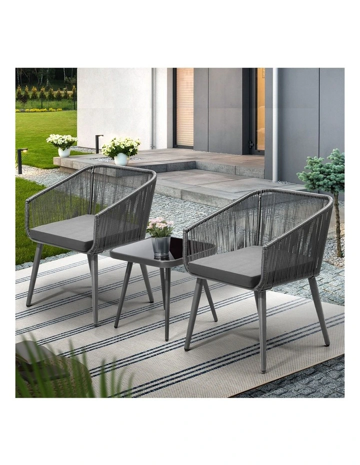 Livsip Outdoor Furniture 3 Piece Lounge Setting Chairs Side Table Bistro Set Patio image 5
