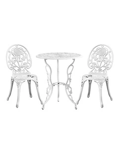 Livsip Outdoor Setting 3 Piece Bistro Chairs Table Set Cast Aluminum Patio Rose