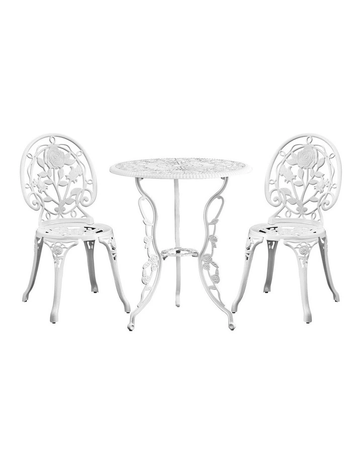 Livsip Outdoor Setting 3 Piece Bistro Chairs Table Set Cast Aluminum Patio Rose image 2