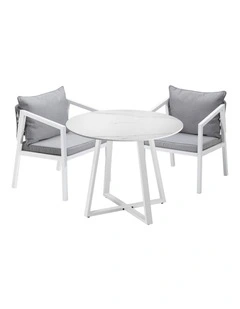 Livsip Outdoor Dining Setting Lounge Chair Patio Furniture Bistro Set 3PCS White