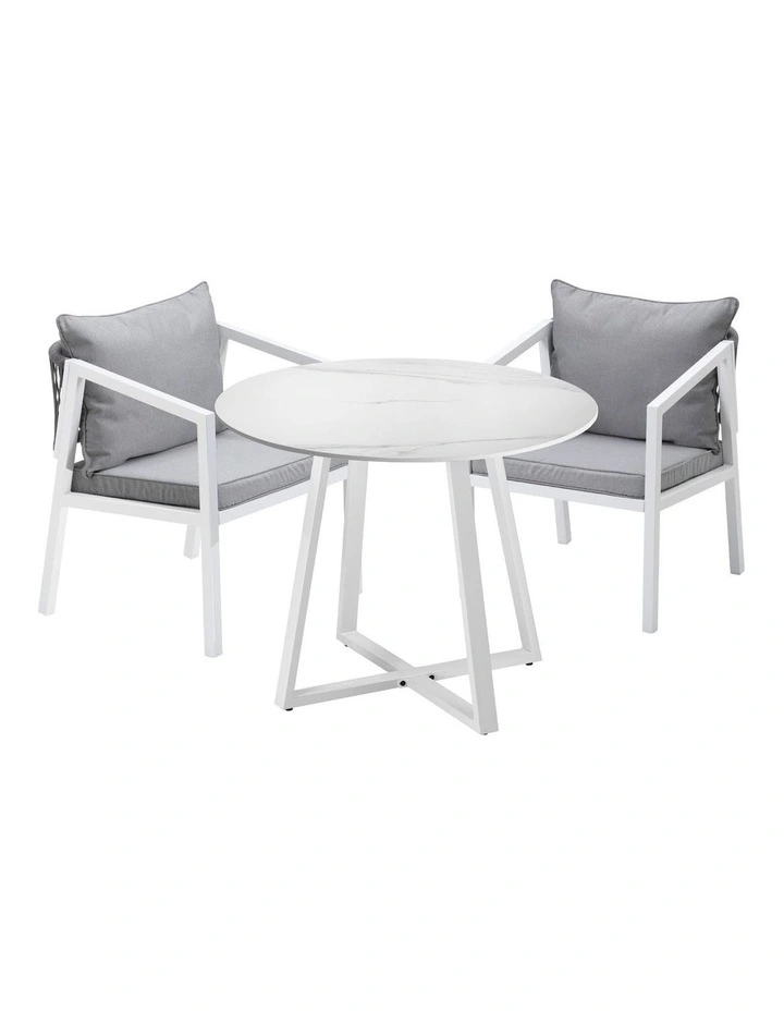 Livsip Outdoor Dining Setting Lounge Chair Patio Furniture Bistro Set 3PCS White image 1