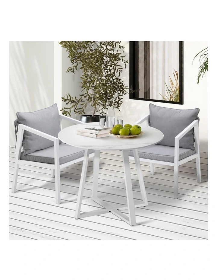 Livsip Outdoor Dining Setting Lounge Chair Patio Furniture Bistro Set 3PCS White image 4