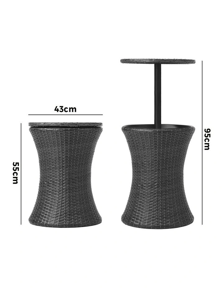 Livsip Rattan Cooler Ice Bucket Table Bar Outdoor Patio Pool Storage Party Black image 3