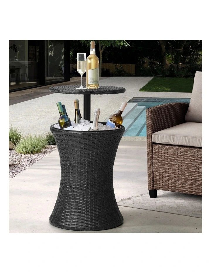 Livsip Rattan Cooler Ice Bucket Table Bar Outdoor Patio Pool Storage Party Black image 4