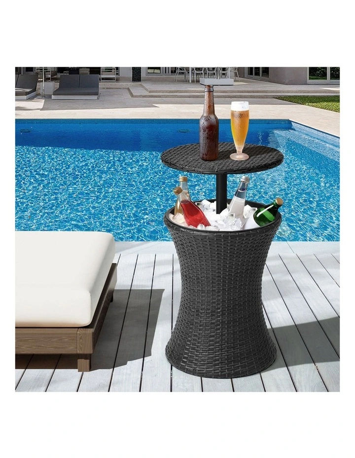 Livsip Rattan Cooler Ice Bucket Table Bar Outdoor Patio Pool Storage Party Black image 5