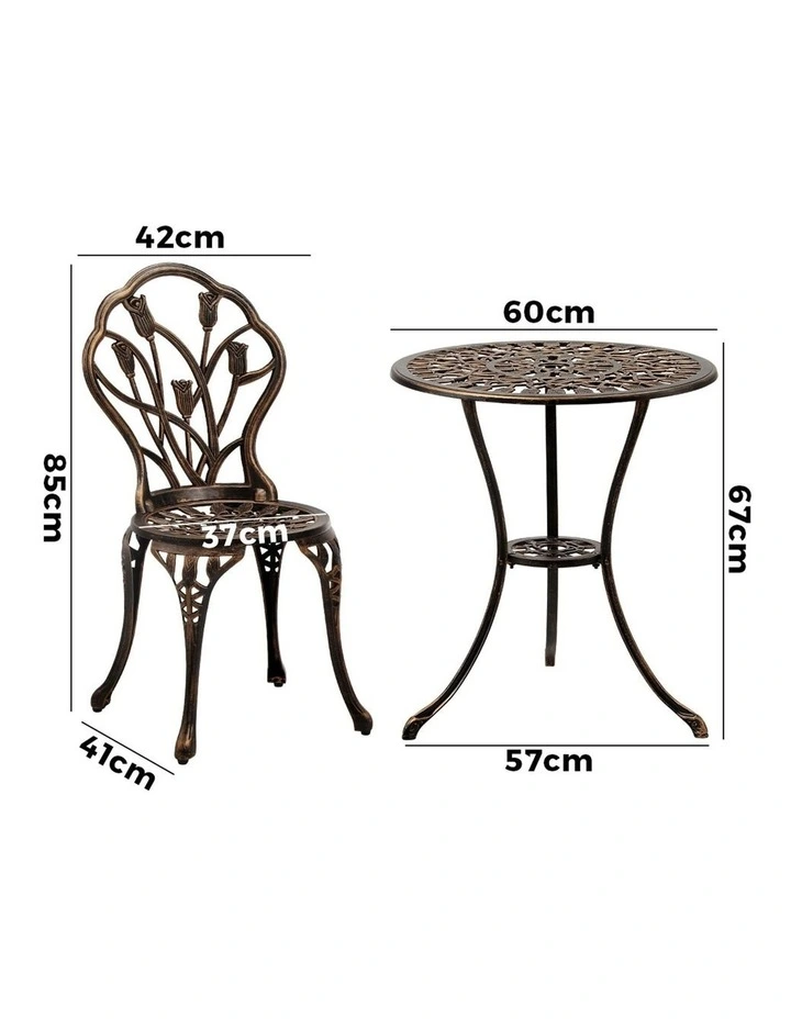 Livsip 3PCS Bistro Outdoor Setting Chairs Table Patio Dining Set Furniture image 3