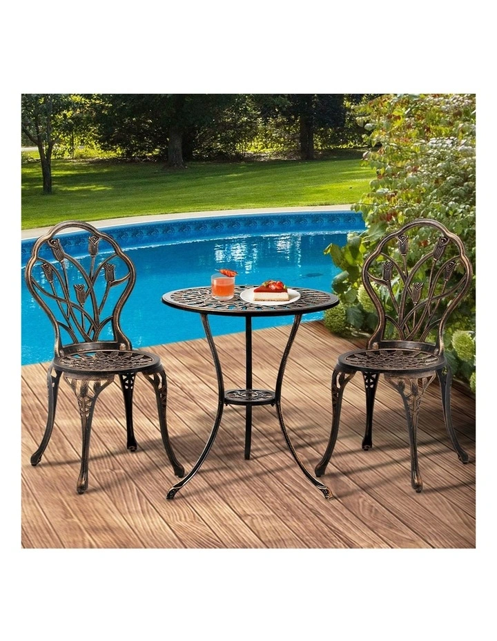 Livsip 3PCS Bistro Outdoor Setting Chairs Table Patio Dining Set Furniture image 5