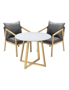 Livsip 3PCS Outdoor Dining Setting 90cm Table Lounge Chairs Patio Furniture Set