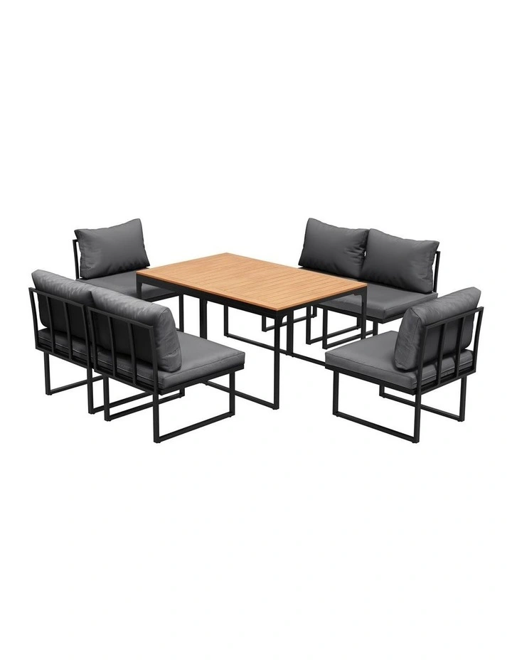 Livsip 6 Seater Outdoor Dining Sofa Set Lounge Furniture with Cushions Grey image 1
