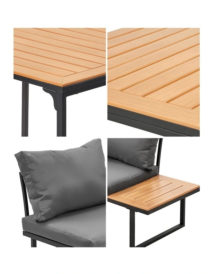 Livsip 6 Seater Outdoor Dining Sofa Set Lounge Furniture with Cushions Grey image 7