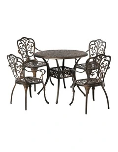 Livsip 5 Piece Outdoor Patio Set Table Chairs Bistro Cast Aluminium Furniture
