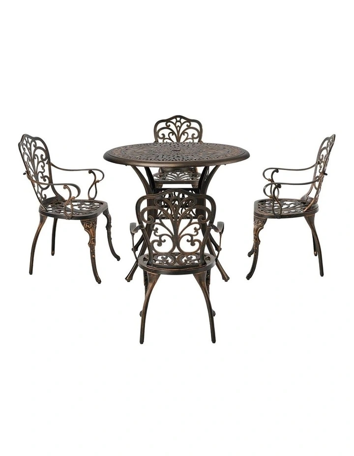 Livsip 5 Piece Outdoor Patio Set Table Chairs Bistro Cast Aluminium Furniture image 2