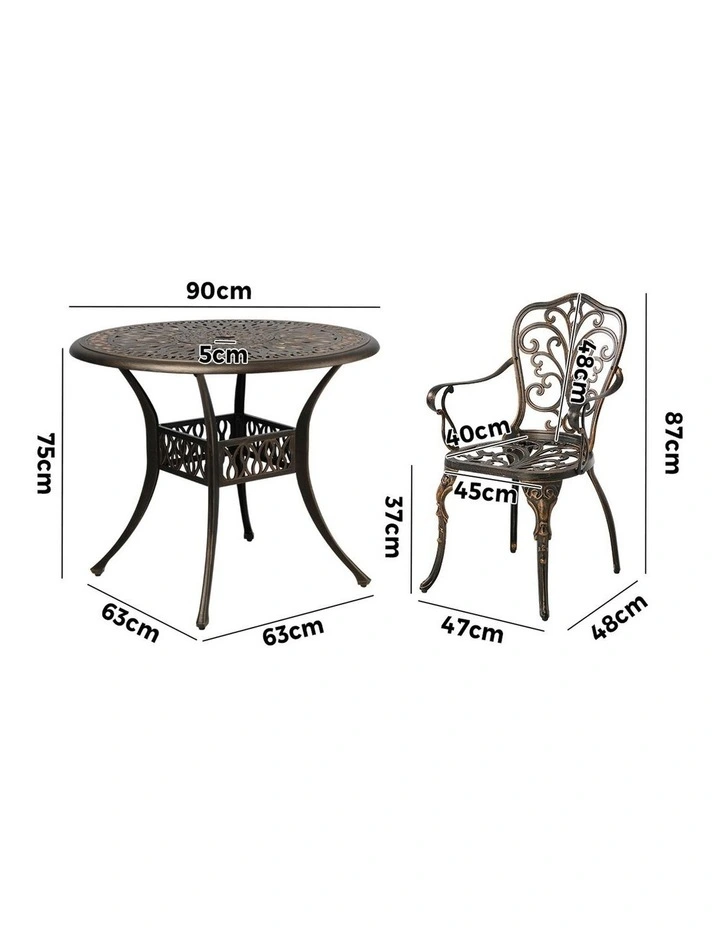 Livsip 5 Piece Outdoor Patio Set Table Chairs Bistro Cast Aluminium Furniture image 3