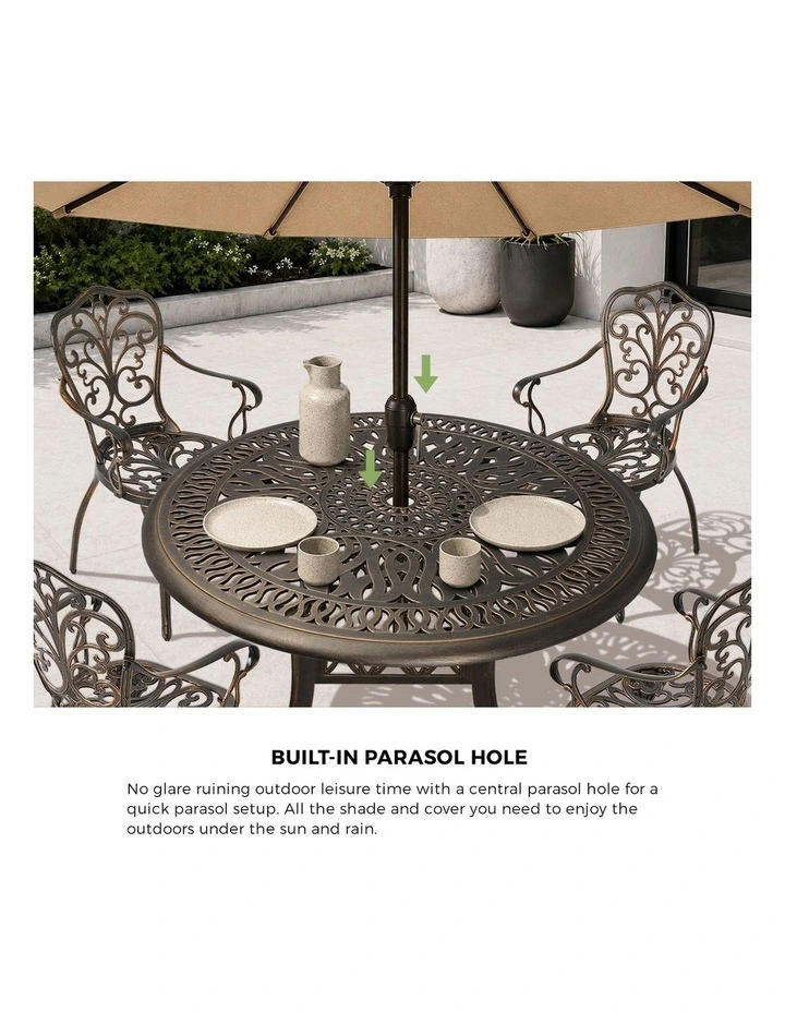 Livsip 5 Piece Outdoor Patio Set Table Chairs Bistro Cast Aluminium Furniture image 6