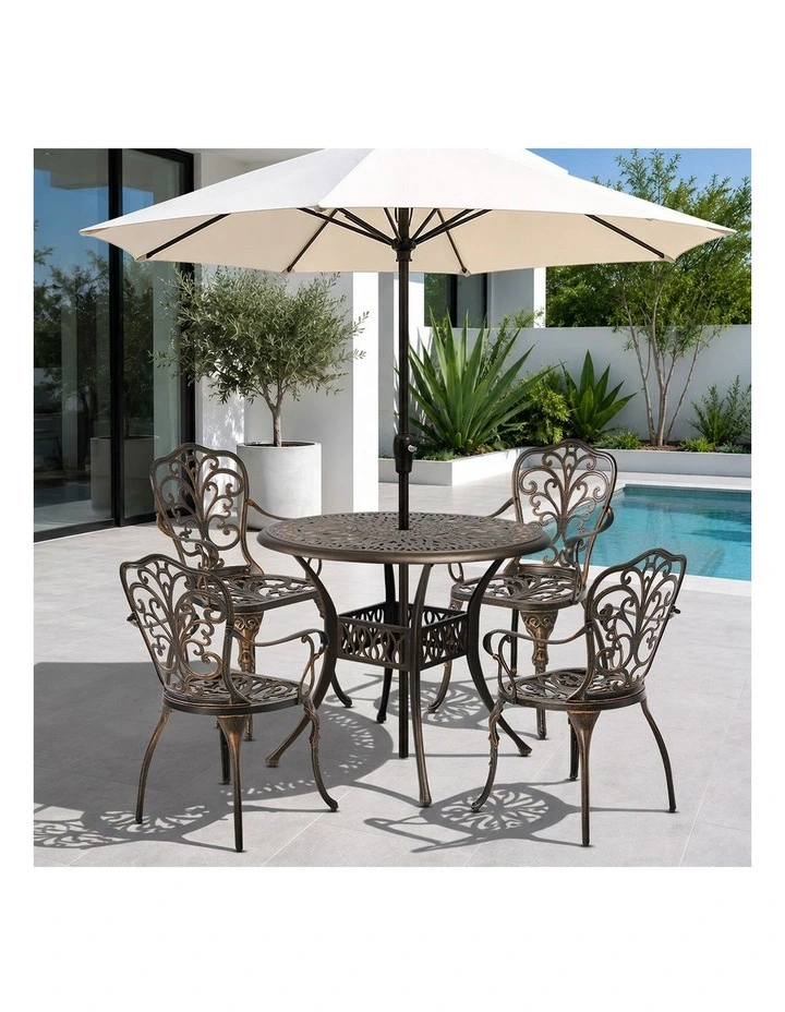 Livsip 5 Piece Outdoor Patio Set Table Chairs Bistro Cast Aluminium Furniture image 7