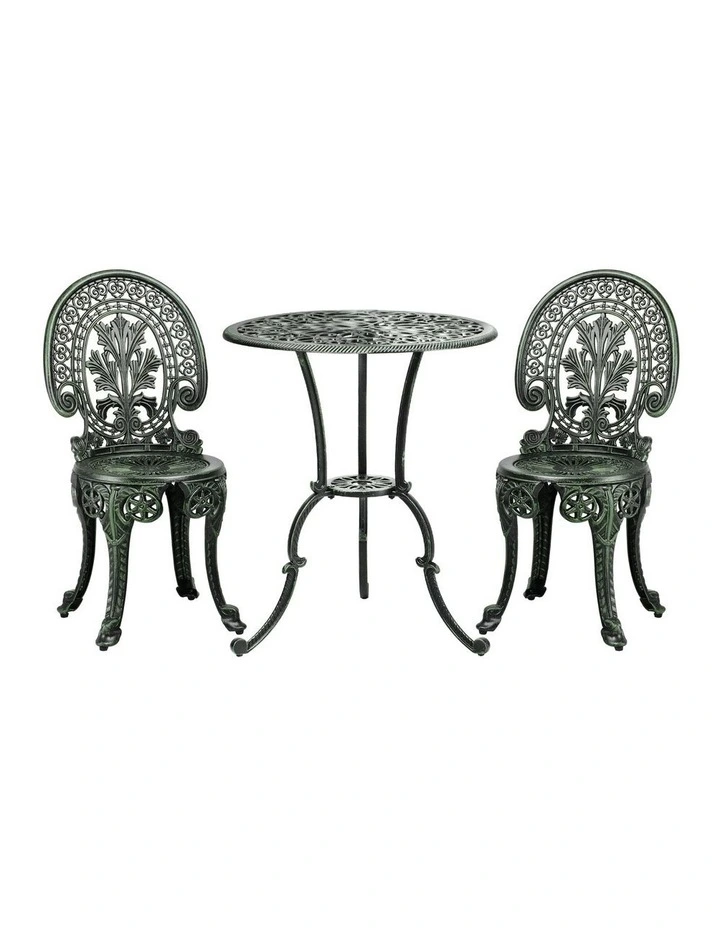Livsip Bistro Setting Outdoor Cast Aluminium Table Chair Garden Furniture 3Piece image 2