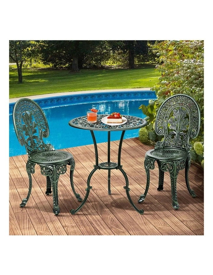 Livsip Bistro Setting Outdoor Cast Aluminium Table Chair Garden Furniture 3Piece image 5