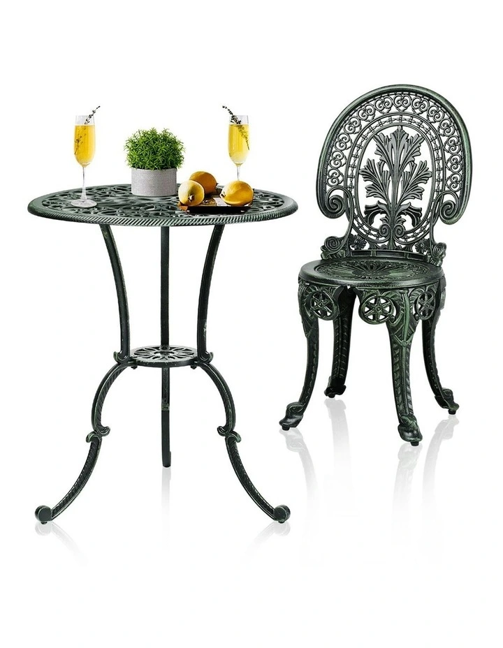 Livsip Bistro Setting Outdoor Cast Aluminium Table Chair Garden Furniture 3Piece image 7