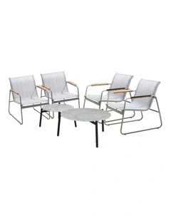 Livsip 6PCS Outdoor Patio Set Chair Lounge 70cm Coffee Table Textilene Furniture