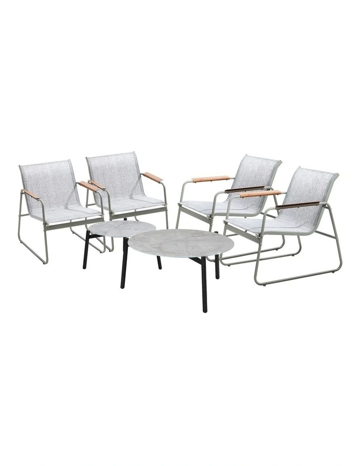 Livsip 6PCS Outdoor Patio Set Chair Lounge 70cm Coffee Table Textilene Furniture image 1