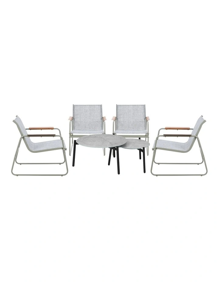 Livsip 6PCS Outdoor Patio Set Chair Lounge 70cm Coffee Table Textilene Furniture image 2