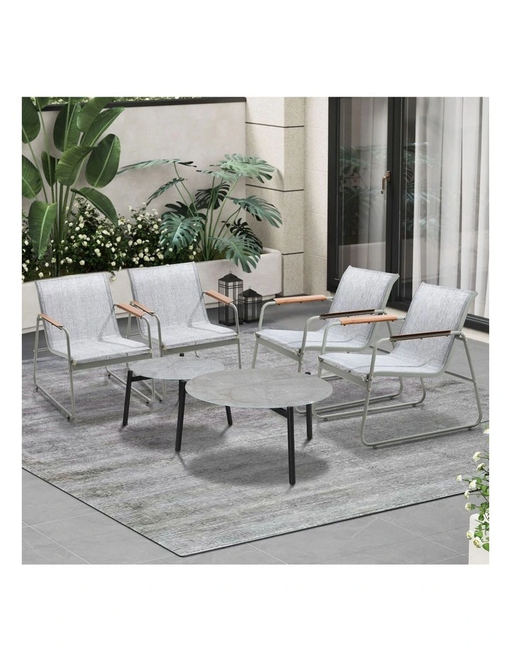 Livsip 6PCS Outdoor Patio Set Chair Lounge 70cm Coffee Table Textilene Furniture image 4