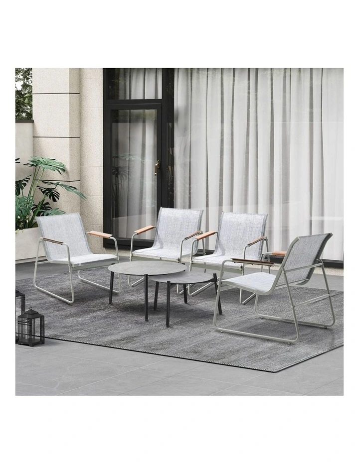 Livsip 6PCS Outdoor Patio Set Chair Lounge 70cm Coffee Table Textilene Furniture image 5