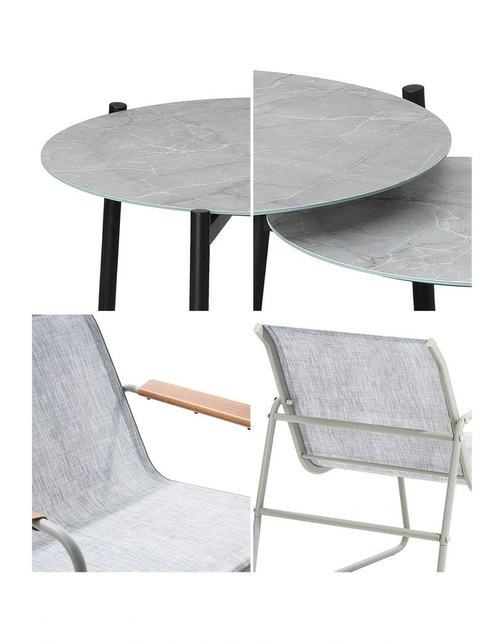 Livsip 6PCS Outdoor Patio Set Chair Lounge 70cm Coffee Table Textilene Furniture image 6