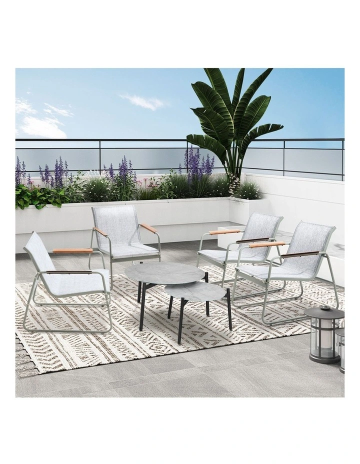 Livsip 6PCS Outdoor Patio Set Chair Lounge 70cm Coffee Table Textilene Furniture image 7